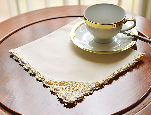 Pearled Ivory color Crochet Napkins. Cotton. 17" napkins. - Click Image to Close